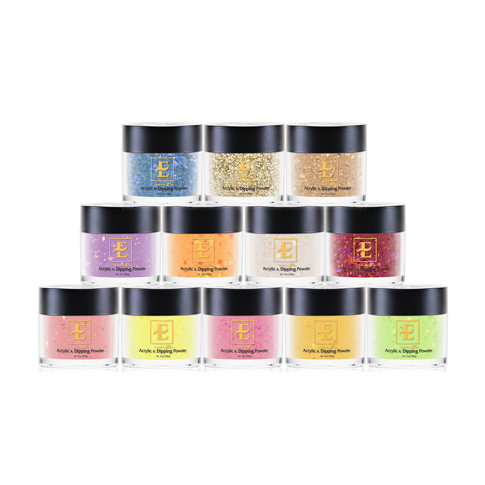 E Glitter Collection Acrylic & Dip Powder (Set of 12 Colors)